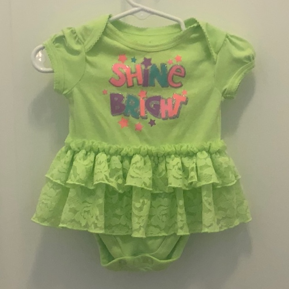 Bright green baby girl onesi